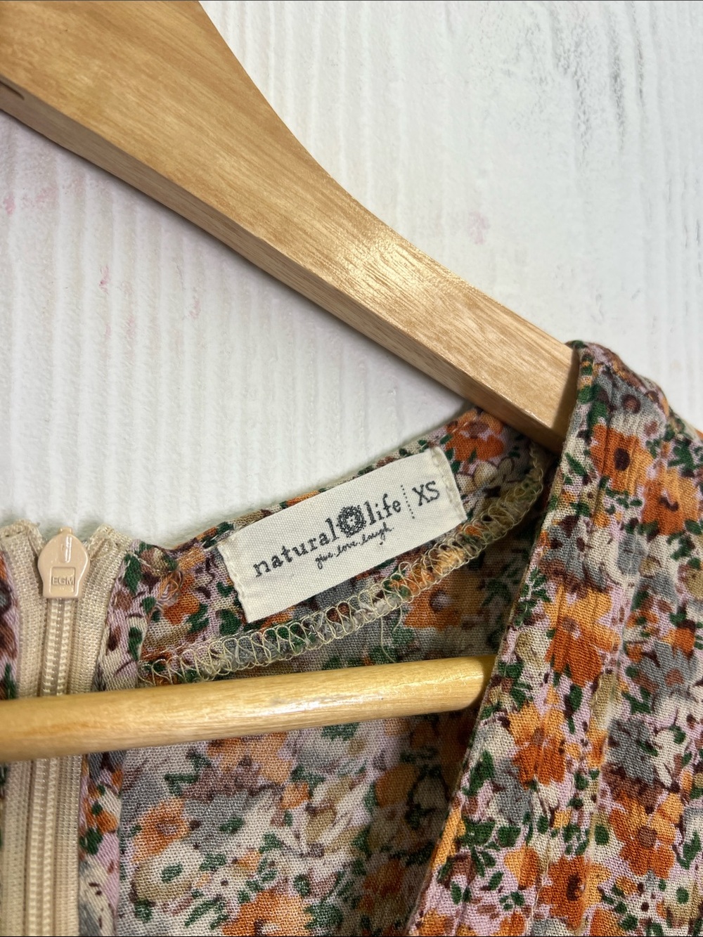 Natural Life - Colorful Floral Short Cottagecore Sleeve V Neck Maxi Dress SZ XS - Picture 9 of 11
